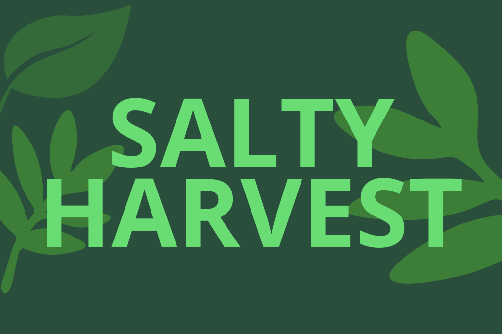 Salty Harvest: green botanical illustration for the Native Food Forest planting zone.
